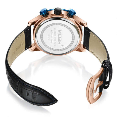 Durable Sports Leather Chronograph Calendar Watch for Men