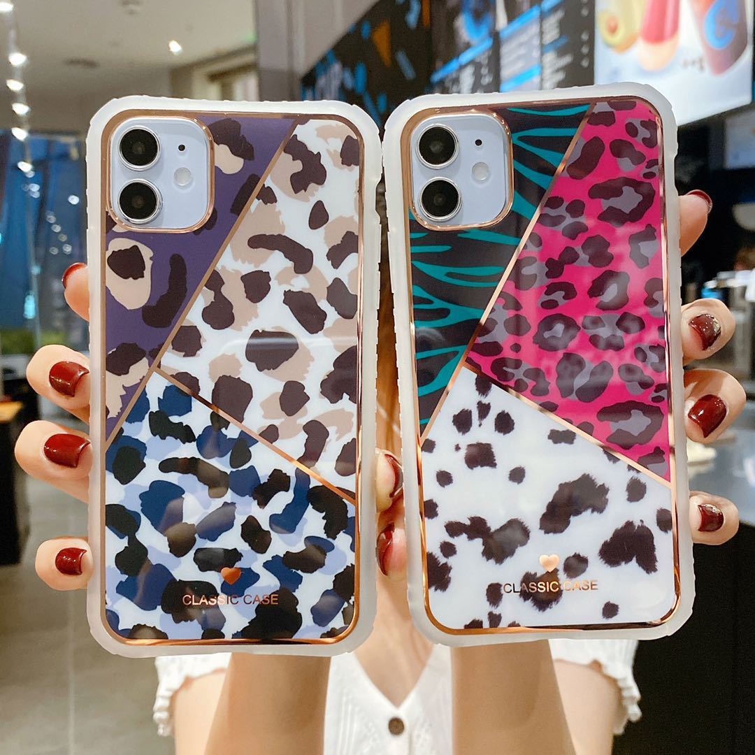 Electroplated Love Leopard Print Small Waist Phone Case