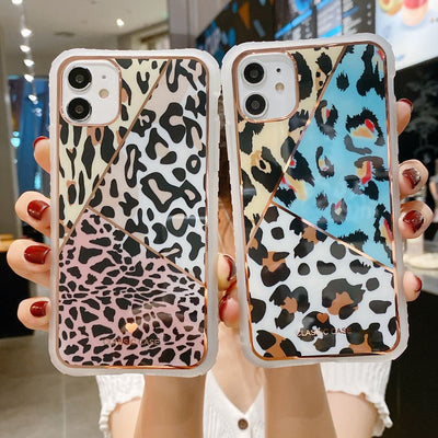 Electroplated Love Leopard Print Small Waist Phone Case