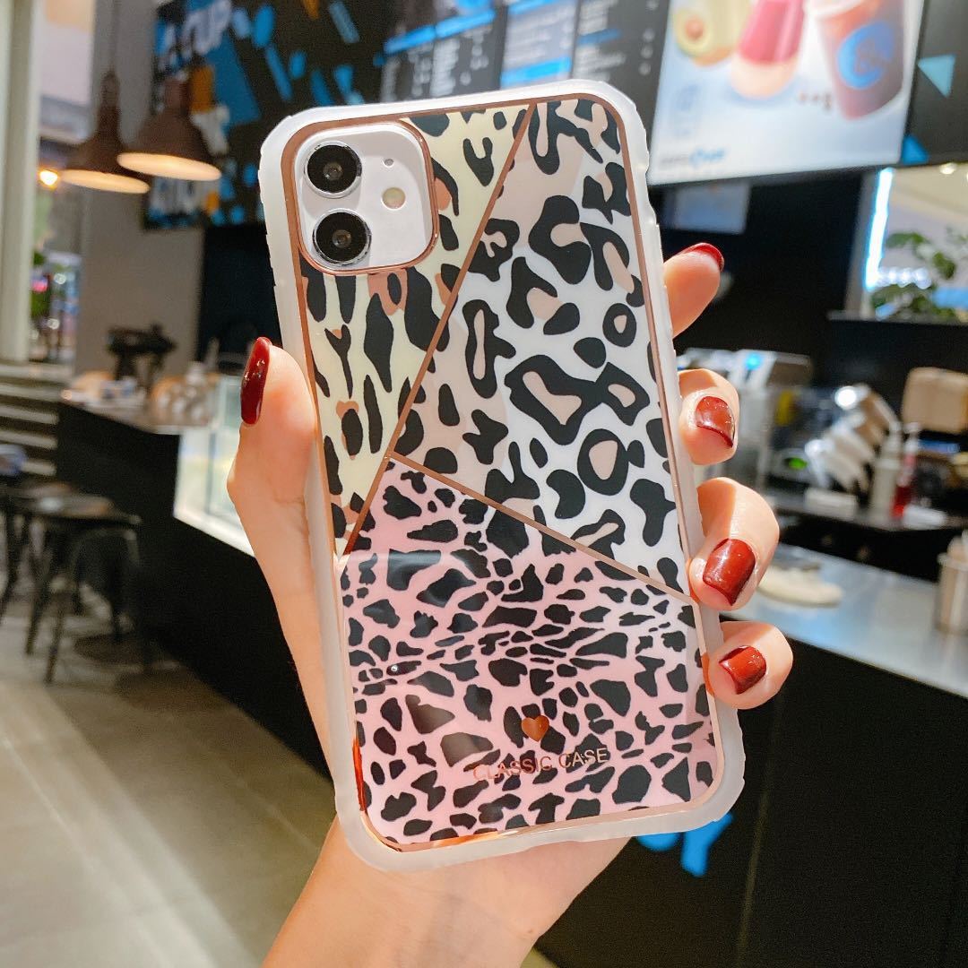 Electroplated Love Leopard Print Small Waist Phone Case