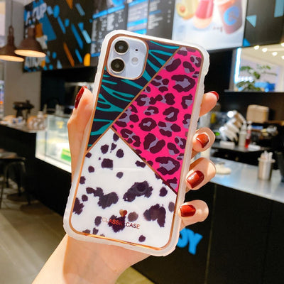 Electroplated Love Leopard Print Small Waist Phone Case
