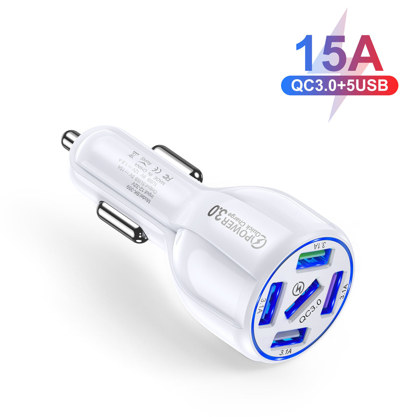 5-Port QC3.0 USB Car Charger Fast Charge for Five Devices
