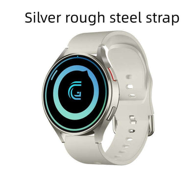 Smart Watches Are Fashionable And Casual with silver rough steel strap and silicone wrist band.